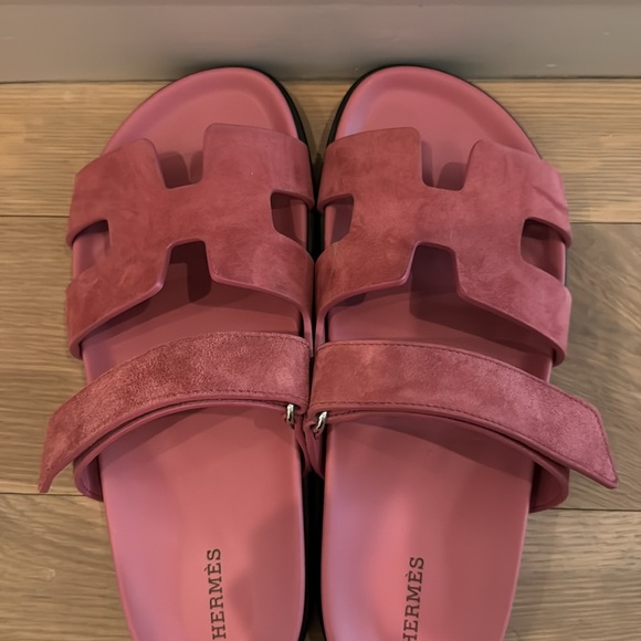 RARE Hermes Suede Chypre Sandals Rose Aphrodite Pink Size 40 - Picture 10 of 11